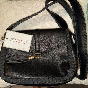Jen & Co Vegan Leather Black Crossbody Bag